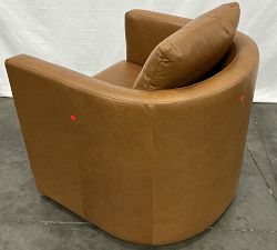 Open Box: Ayden Barrel Leather Swivel Armchair (32") - Vintage Caramel