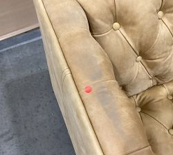 Open Box: Edgewood Leather Swivel Chair without Nailheads - Keystone Sandstone, Seadrift