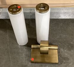 Open Box: Frances Double Tube Sconce (22") - Tumbled Brass, Alabaster