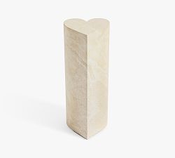 Open Box: Heart Travertine Accent Table (8") - Light Travertine