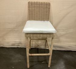 Open Box: Huntington Wicker Outdoor Bar Stool with Cushion Cover (29") - High Performance Canvas Natural, Natural