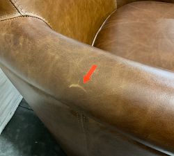Open Box: Irving Roll Arm Leather Swivel Armchair without Nailheads (33") - Statesville Molasses