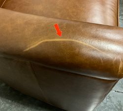 Open Box: Irving Roll Arm Leather Swivel Armchair without Nailheads (33") - Statesville Molasses