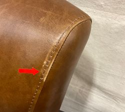 Open Box: Irving Roll Arm Leather Swivel Armchair without Nailheads (33") - Statesville Molasses