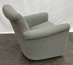 Open Box: Irving Roll Arm Upholstered Swivel Armchair without Nailheads (33") - Performance Boucle Metal