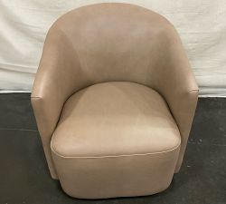 Open Box: Preston Leather Swivel Armchair - Churchfield Taupe