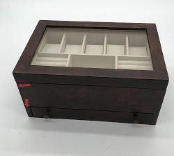 Open Box: Burlwood Jewelry Armoire (12.5"W x 6.25"H) - Dark Burlwood