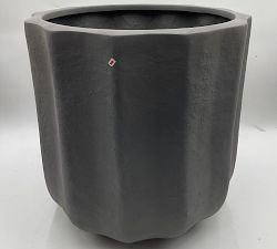 Open Box: Modern Rustic Fluted Outdoor Planter, X Large (20"D x 20"H) - Black