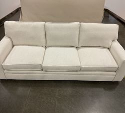 Open Box: Pearce Square Arm Grand Sofa (102"), 3X3, Down Blend - Performance Boucle Oatmeal, Espresso