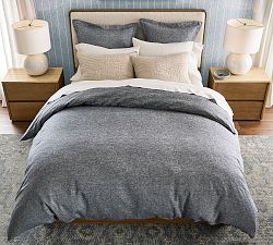 Open Box: Belgian Flax Linen Duvet Cover, Full/Queen - Marina Blue