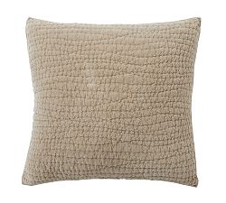 Open Box: Washed Velvet Handcrafted Quilted Sham, Euro - Taupe