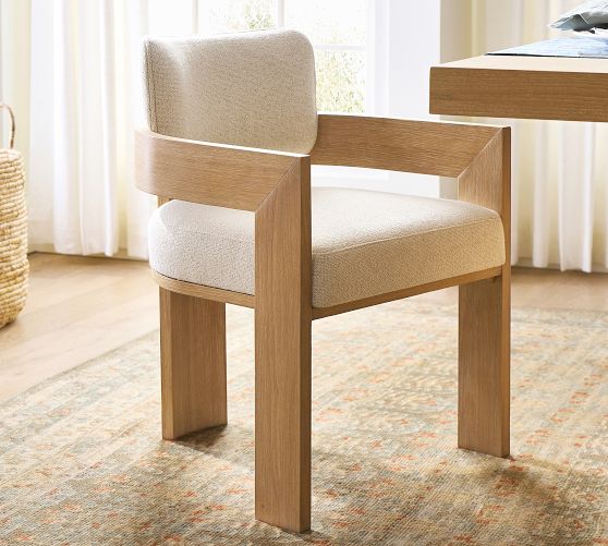 Modern Farmhouse Upholstered Dining Armchair by Pottery Barn
