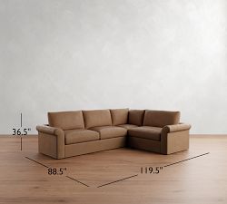 Westwood Roll Arm Leather 3-Piece Sectional (120")
