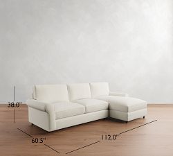 PB Comfort Roll Arm Chaise Sleeper Sectional (112")