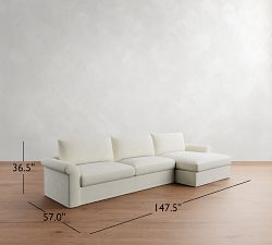 Westwood Roll Arm Slipcovered Chaise Sectional (134"&ndash;144")