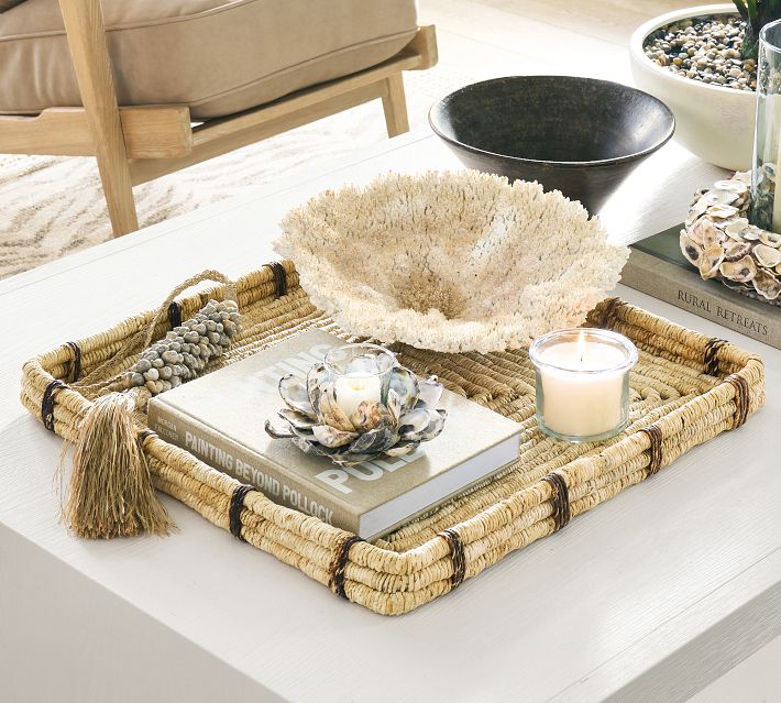 Diaspora　4way Ceramic VHS Tray (Ecru) Coil Woven Tray | Pottery Barn