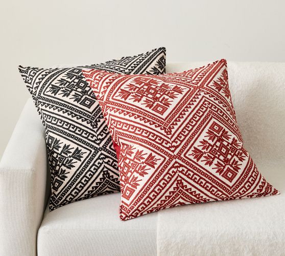 Fair Isle Embroidered Pillow Cover