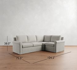 Cameron Modern Roll Arm Slipcovered 3-Piece Wedge Sectional (105")