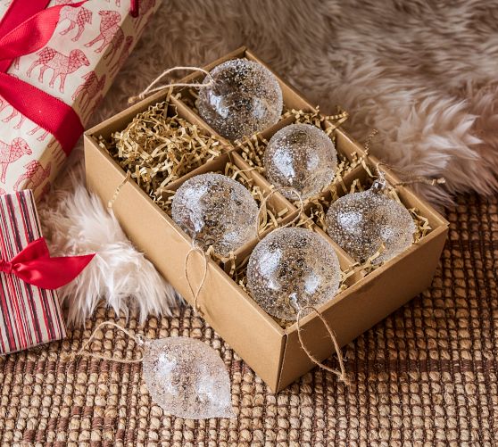 Clear Speckled Ornament Box - Set of 6