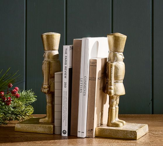 Gold Nutcracker Bookends - Set of 2