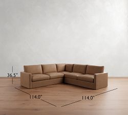 Westwood Slim Arm Leather 3-Piece L-Shaped Sectional (119")
