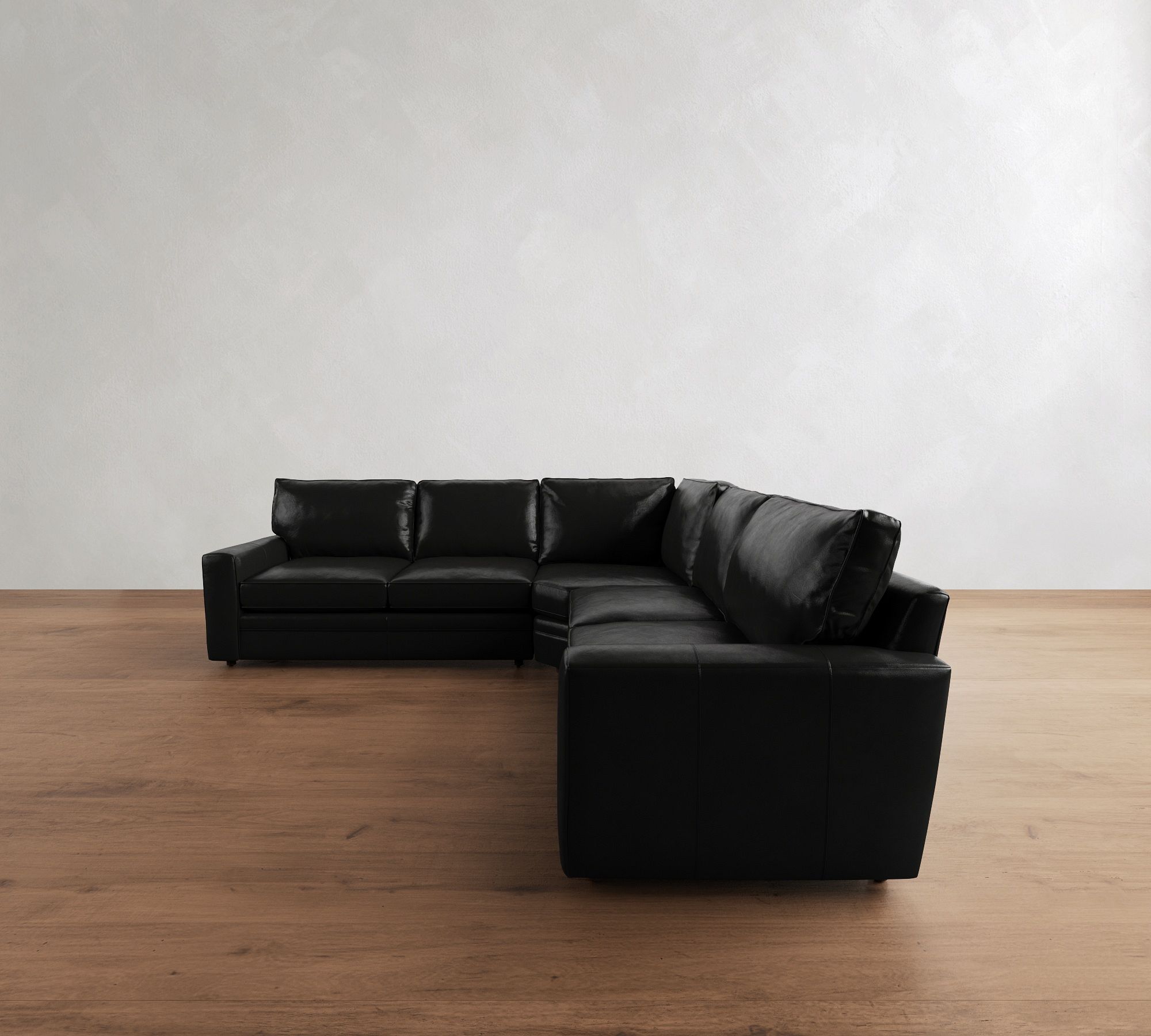 Pearce Square Arm Leather 3-Piece L-Shaped Wedge Sectional (120") - thumbnail 4