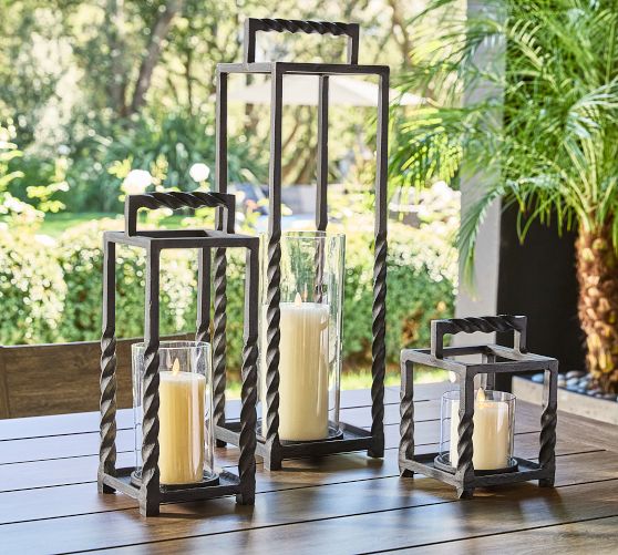 アメリカUSAポッタリーバーンブラック金属メタルキャンドルランタン2点セット Lantern All Candlelight & Home Fragrance | Pottery Barn