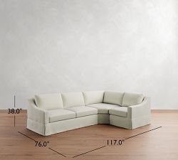 York Slope Arm Slipcovered 3-Piece Wedge Sleeper Sectional (117")