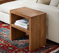 Reclaimed Parquet Rectangular Side Table (14")