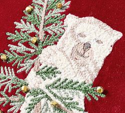 Polar Bear Embroidered Pillow Cover