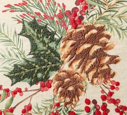 Holly Berry Embroidered Pillow Cover