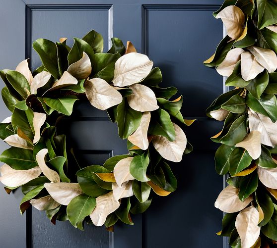 Brandon Maxwell Silver Magnolia Wreath & Garland