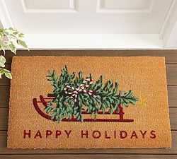 Happy Holidays Sled Doormat