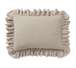 Open Box: Belgian Flax Linen Fringe Ruffle Sham, Standard Set of 2 - Warm Gray