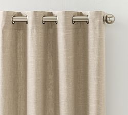 Open Box: Emery Linen Grommet Blackout Curtain, 50"W x 108"L - Oatmeal, Pewter