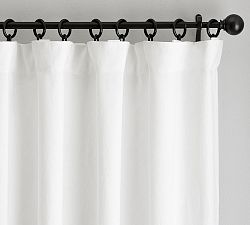 Open Box: Belgian Flax Linen Blackout Curtain. 100"W x 108"L - White