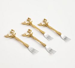 Open Box: Stag Appetizer Forks, Set of 4 - Gold