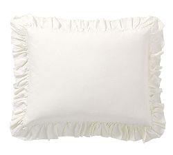 Open Box: Belgian Flax Linen Fringe Ruffle Sham, Standard Set of 2 - Classic Ivory