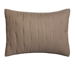 Open Box: Belgian Flax Linen Tufted Quilted Shams, Standard, Set of 2 - Café Noir
