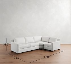 York Square Arm 3-Piece Wedge Sleeper Sectional (117")