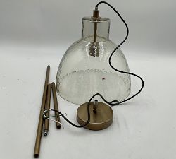 Open Box: Bridget Recycled Glass Pendant, Small (14") -Tumbled Brass, Clear