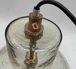 Open Box: Bridget Recycled Glass Pendant, Small (14") -Tumbled Brass, Clear