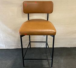 Open Box: Maison Leather Counter Stool (24") - Statesville Caramel, Antique Bronze Legs