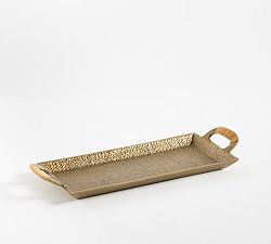 Open Box: Textured Rustic Tray, Small (16.5"L) - Gold