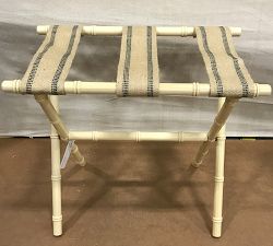 Open Box: Bamboo Wood Luggage Rack with Burlap Straps (23"W x 21"H) - Natural, Tan/Black