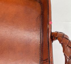 Open Box: Decorative Wood and Leather Tray (16" Sq. x  2.5"H)