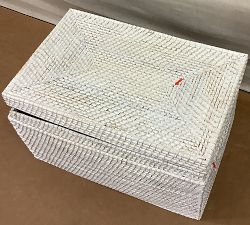 Open Box: Tava Handwoven Basket, Large Lidded ( 21.75"W x 12"H) - Whitewash