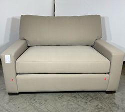 Open Box: Turner Square Arm Leather Twin Sleeper Sofa (58") - Performance Faux Nubuck Taupe, Dark Walnut