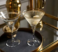Etched Gold Rim Martini Glasses - Set of 4