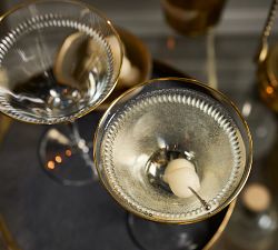 Etched Gold Rim Martini Glasses - Set of 4
